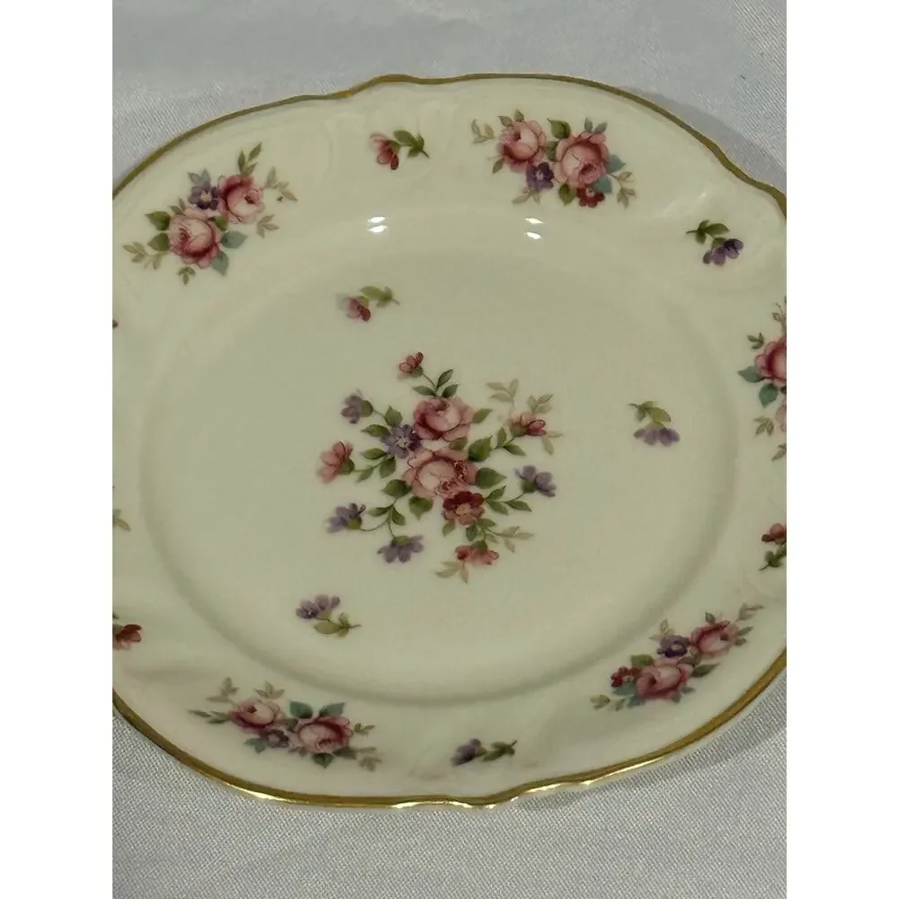 Set of 4 Rosenthal Selb Germany Pink Rose Floral Gold Trim Bread & Butter Plates